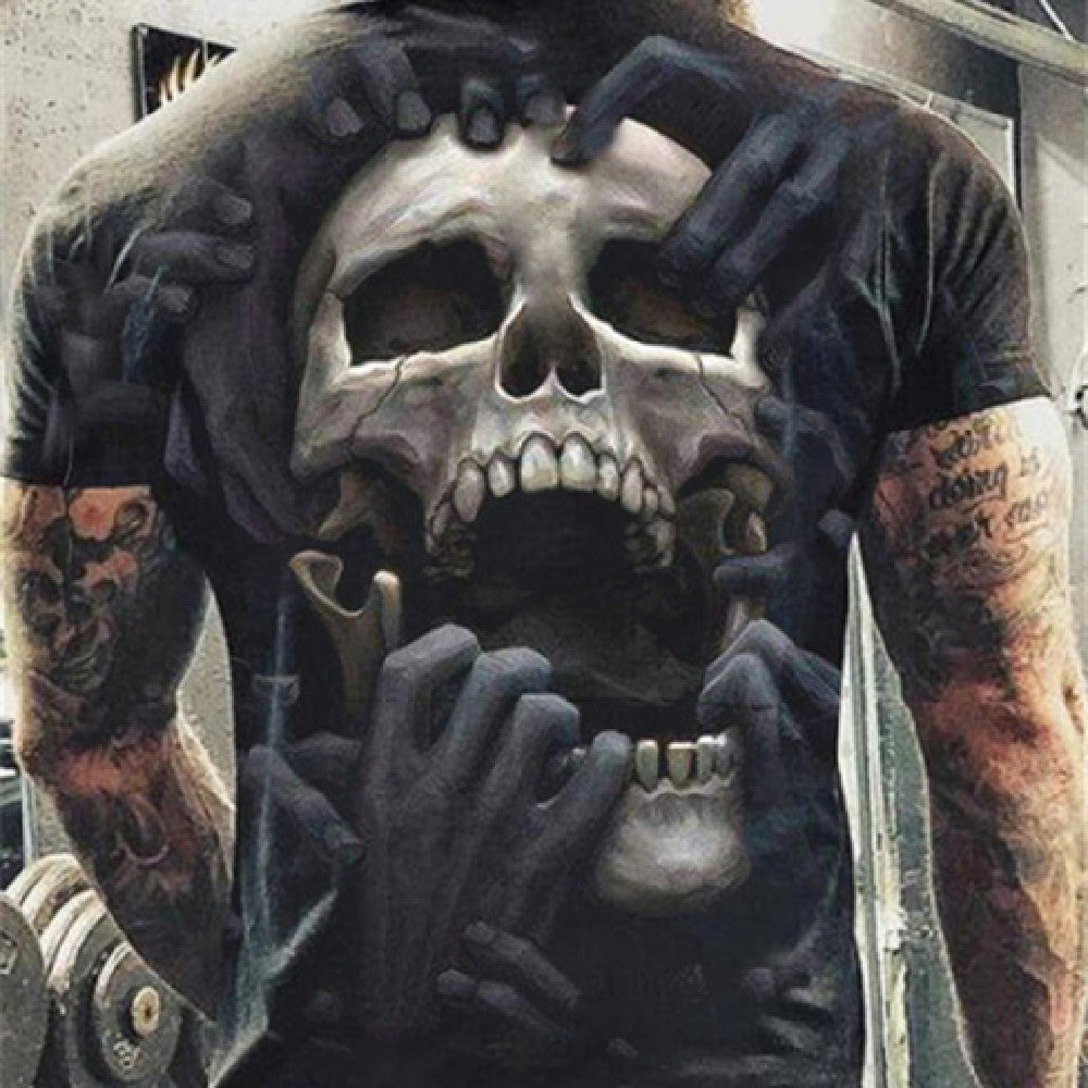 Cool Skull 3D Digital Printing Men's Short-sleeved T-shirt