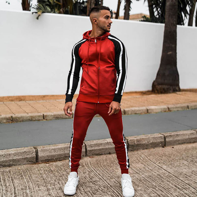 Trendy Fashion Hooded Contrasting Jogger Set