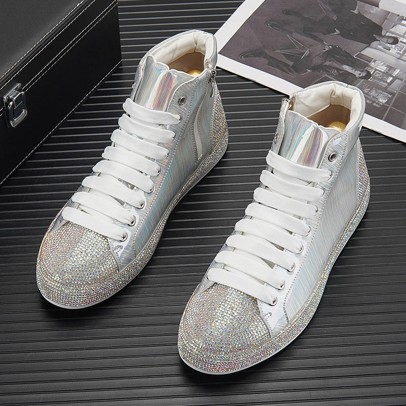 Rhinestone Colorful Laser High Top Shoes