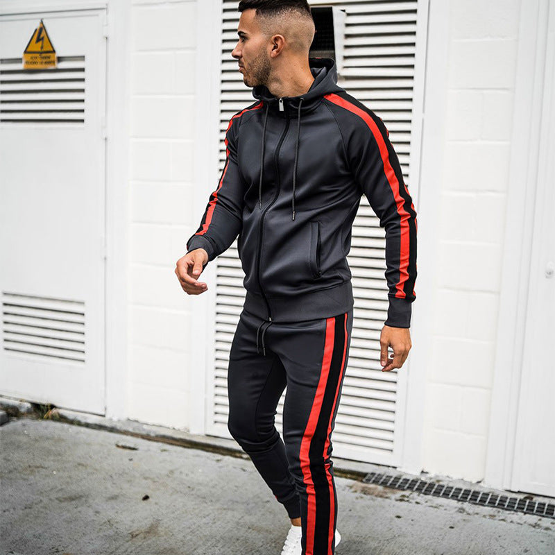 Trendy Fashion Hooded Contrasting Jogger Set